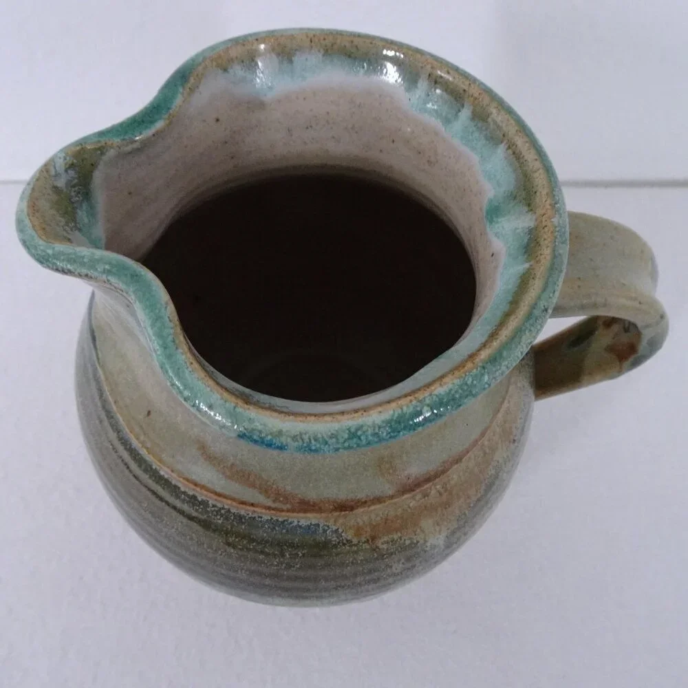 Vintage Pottery Pitcher Handmade Signed Hartman 7.5